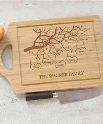 Custom Wood Cutting Board - Engraved Family Tree