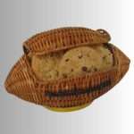 Football Cookie Basket 3 Wicker football filled with chocolate chip cookies