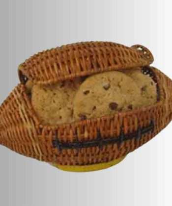 Wicker football filled with chocolate chip cookies