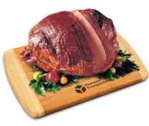 Ham on personalized cutting board from Maple Ridge Farms