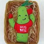Hug Me Plush Cactus Gift – Cute Thinking of You or Encouragement Gift in Basket 2 Wicker basket with plush cactus that says Huge Me