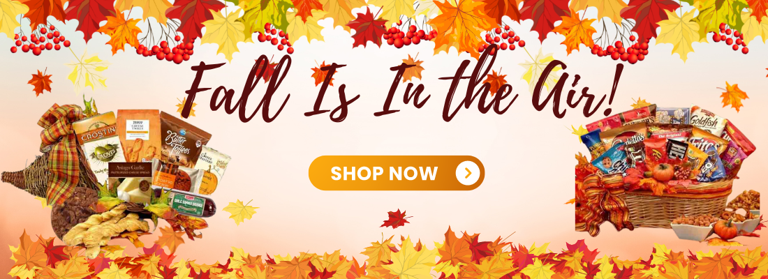 Fall is in the air. Shop Autumn Gift Baskets now