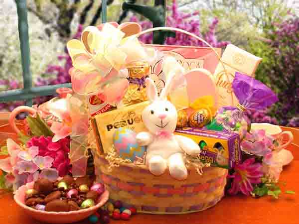 The Evolution of Easter Baskets 2 Easter basket filled with goodis and a cuddly bunny to hug