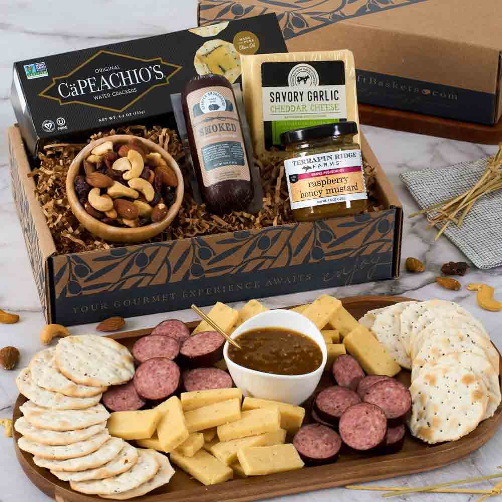 Meat and Cheese Gift Basket – Thank You, Birthday, New Home 1 Small Gourmet meat and cheese gift box