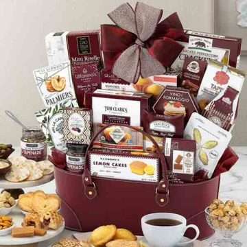 Deluxe Gourmet Gift Basket filled with tea and gourmet foods