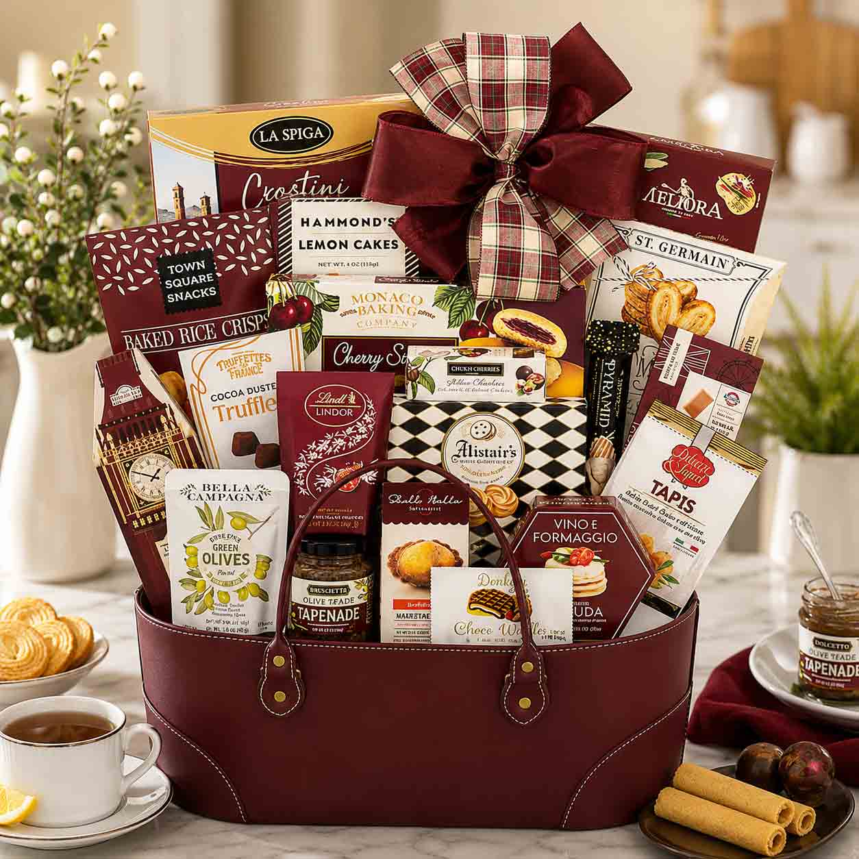 Deluxe Gourmet Gift Tote | Premium Food Gift for Any Occasion 1 Luxury Gourmet gift basket in reusable tote.