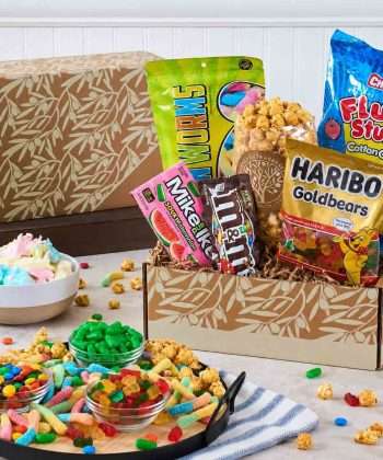 Gift box fileld with sweet and savory treats