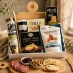 Charcuterie Gift Box with Bamboo Serving Board 2 bamboo cutting board with gourmet foods