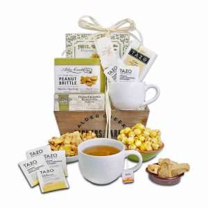 Tea Gift Basket with Mug, Biscotti & Gourmet Snacks – Relaxation Comfort Gift