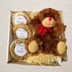 Cookies with a Message gift box with teddy bear and cookies with messages.