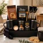 Coffee Gift Basket – New Home, Thank You & Just Because 2 A luxury coffee gift basket with mugs and gourmet foods