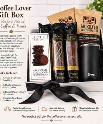 Coffee Lovers Gift Box with coffees, mug, and treats