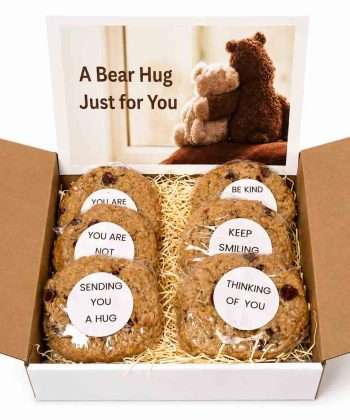 Bear Hug Cookie Gift Box with cookies with inspirational messages and large gift card