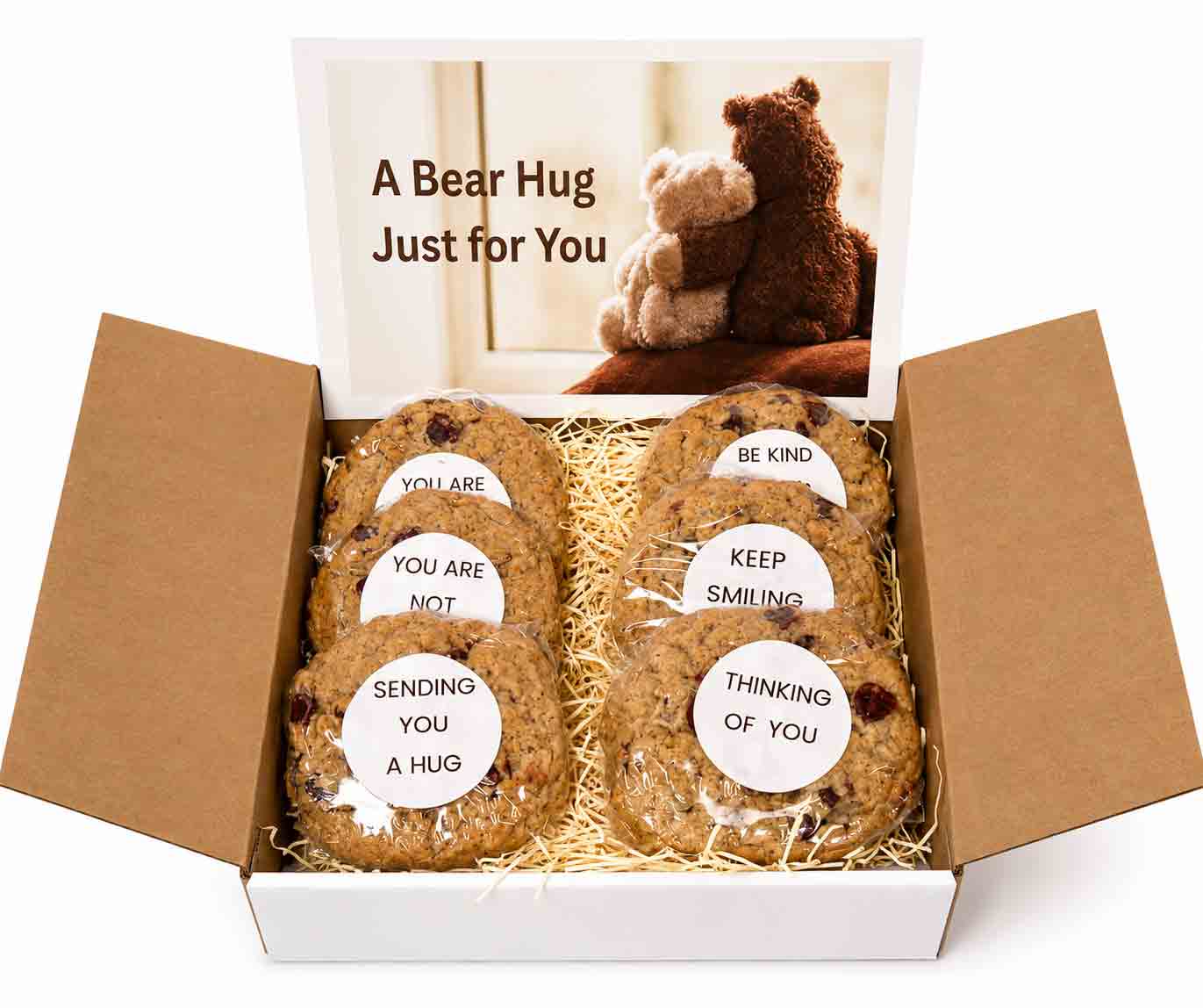 Bear Hug Cookie Gift Box 1 Bear Hug Cookie Gift Box with cookies with inspirational messages and large gift card