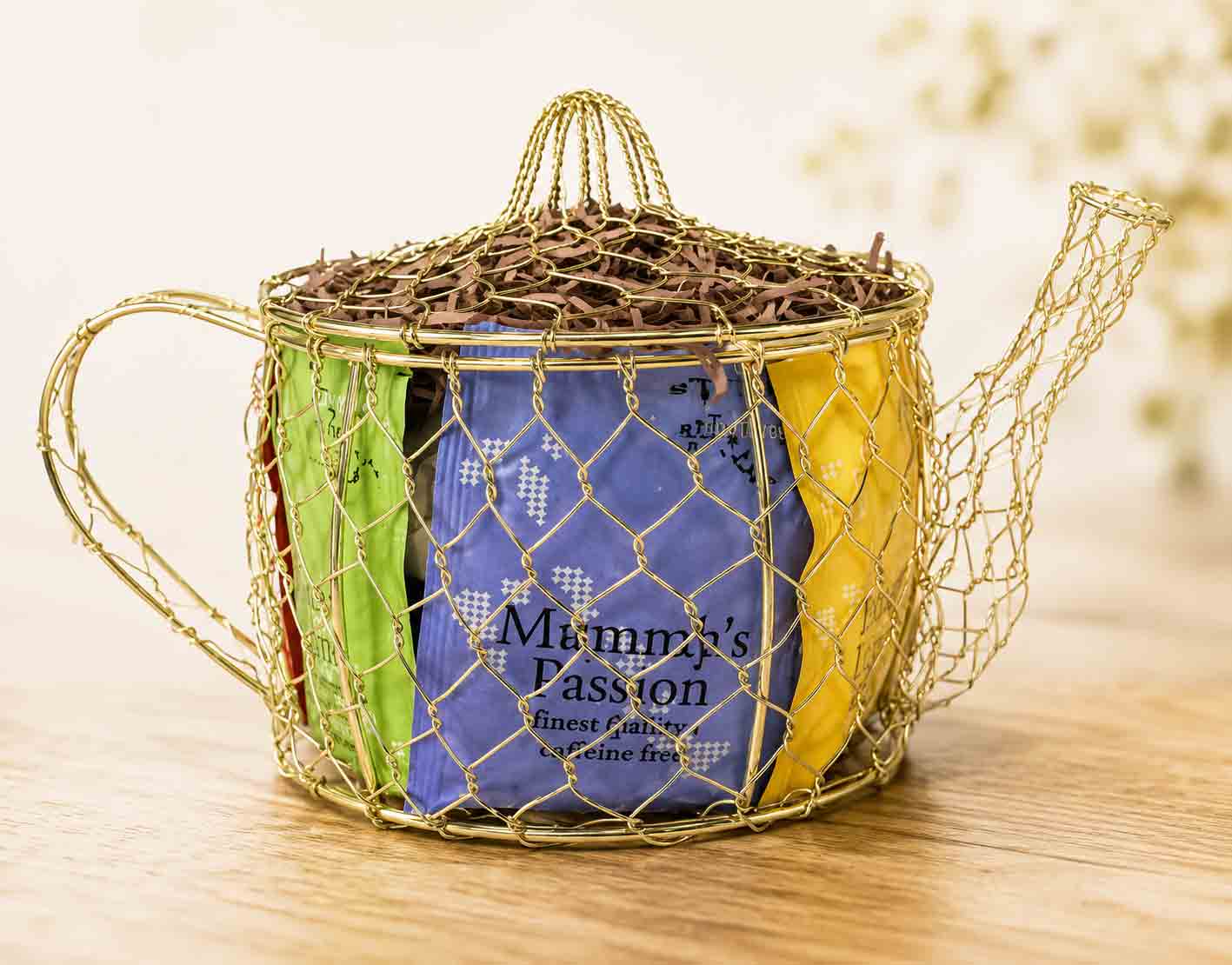 Herbal Tea Gift in Wire Teapot – Small Thank You, Thinking of You & Encouragement Gift 1 wire teapot with herbal teas